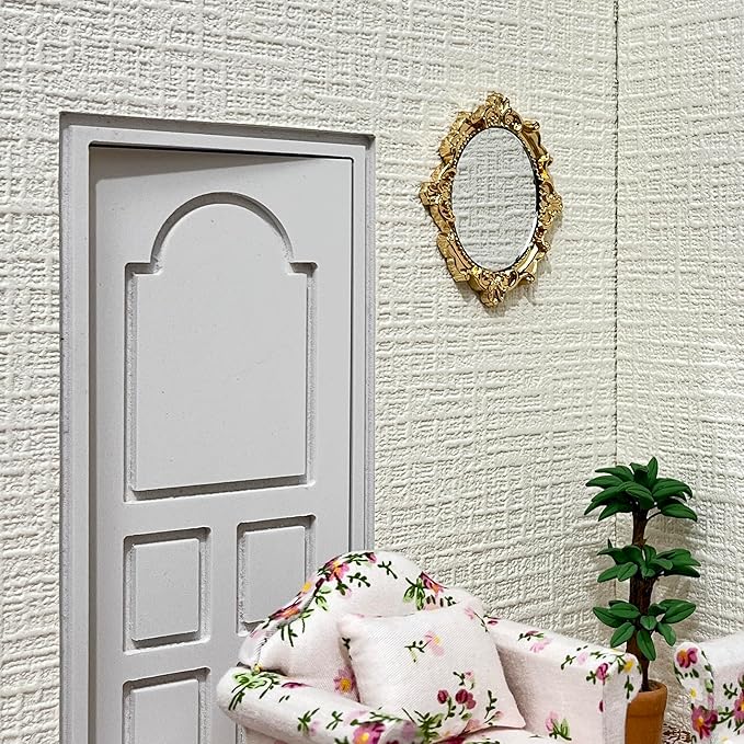SAMCAMI Dollhouse Accessories Mini Mirror, 1/12 Scale Doll House Accessories and Furniture, Miniature Dollhouse Mirror, 5 Pieces (No.1)