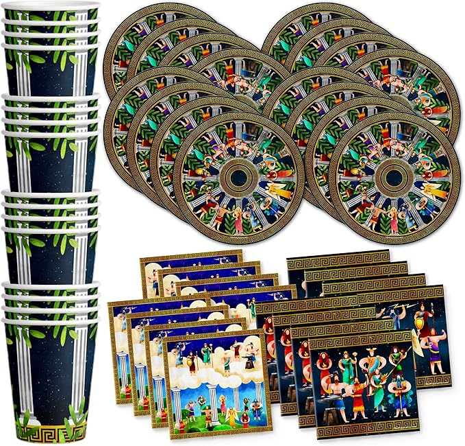 Greek Mythology Birthday Party Supplies Set Plates Napkins Cups Tableware Kit for 16
