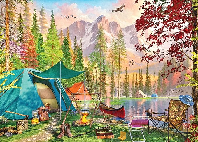 Ceaco - EZ 2 Hold - Dominic Davison - Camping Tranquility - 500 Piece Puzzle for Adults - Challenging and Perfect for Game Nights - Finished Puzzle Size 21.25 x 15