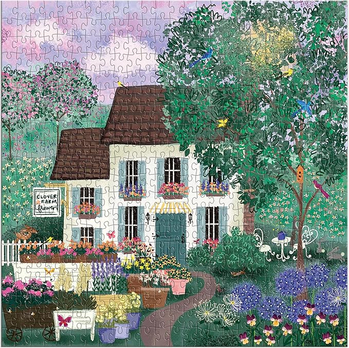 Galison Garden Path – 500 Piece Puzzle Fun and Challenging Activity with Bright and Bold Artwork of Country Cottage and Plant Path for Adults and Families