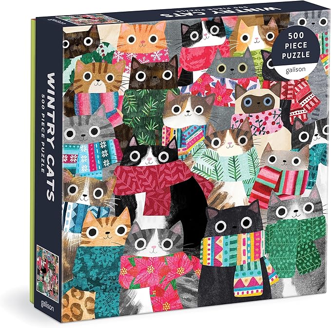 Wintry Cats 500 Piece Puzzle from Galison - 20" x 20" Winter Themed Puzzle That is Puurrfect for The Holidays, Fun and Colorful Artwork, Thick and Sturdy Pieces, Makes a Wonderful Gift!