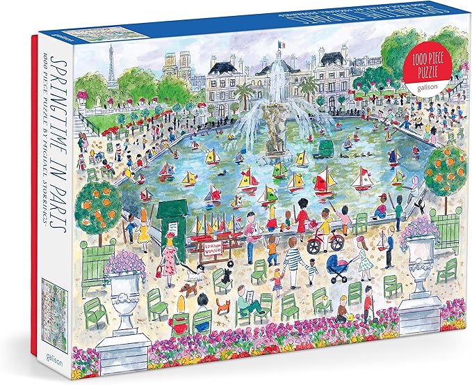 Galison Springtime in Paris – 1000 Piece Michael Storrings Puzzle Featuring The Ornamental Grand Bassin Pond in The Spring