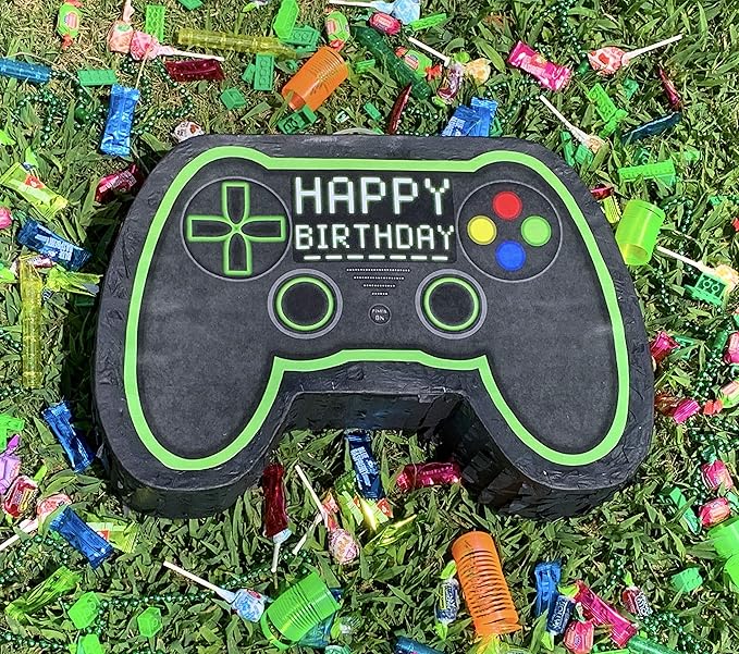 Video Gaming Pinata Controller Set, Great for Gamer Birthday Decorations, Pinatas, Birthday for Boys, Level Up Party Supplies, fits Pinata Stuffers