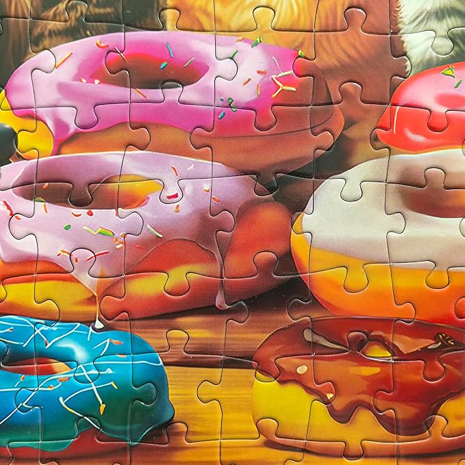 300 Piece Puzzles for Kids Boys Girls Ages 6-8 8-10 10-12 - Jigsaw Puzzles for Adults - Kitchen Kittens and Donuts