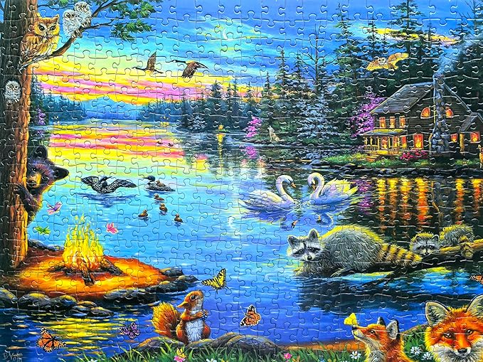 Artist Bridget Voth - 500 piece Puzzles for Adults Clearance - Jigsaw Puzzles - Lakeside Evening