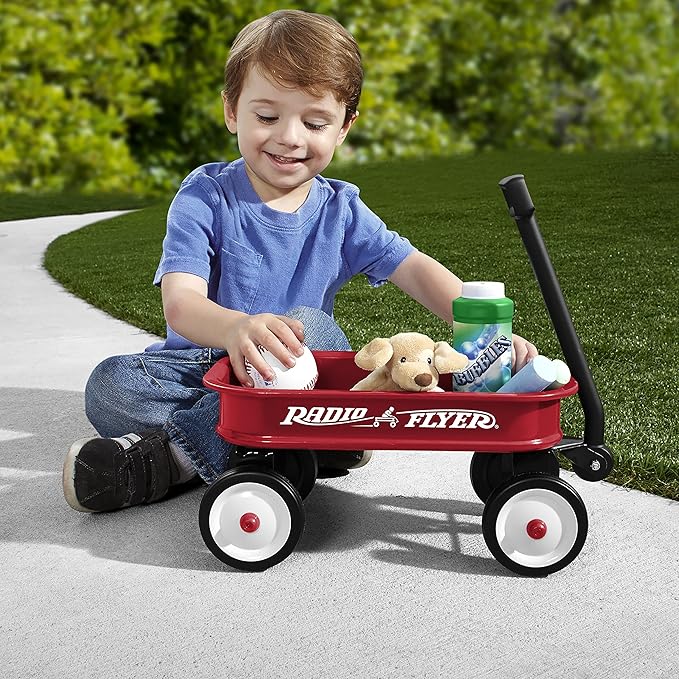 Radio Flyer Mini Classic Red Wagon for Kids, 12.5" Toy Wagon For Kids Aged 1.5+, Play-Size Version of the Classic, Durable Rolling Wheels & Steel Body, Working Handle, For Toys, Crafts & Gift Displays