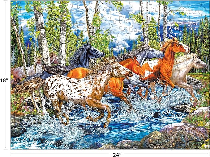 RoseArt - Puzzle Collector - 22 Running Horses - 500 Piece Jigsaw Puzzle for Adults