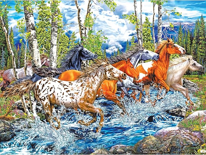 RoseArt - Puzzle Collector - 22 Running Horses - 500 Piece Jigsaw Puzzle for Adults