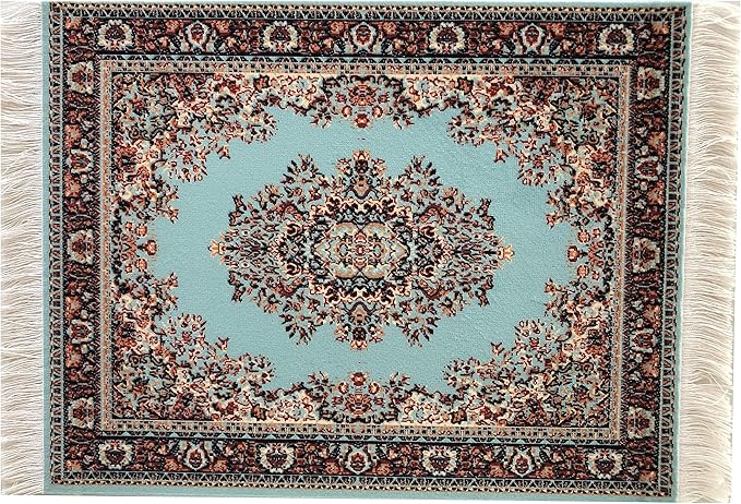 Set of 4 Dollhouse Area Rugs – Miniature Carpet Accessories for Doll Houses, 6 x 4 Inch Rectangular Floor Décor, Oriental Style