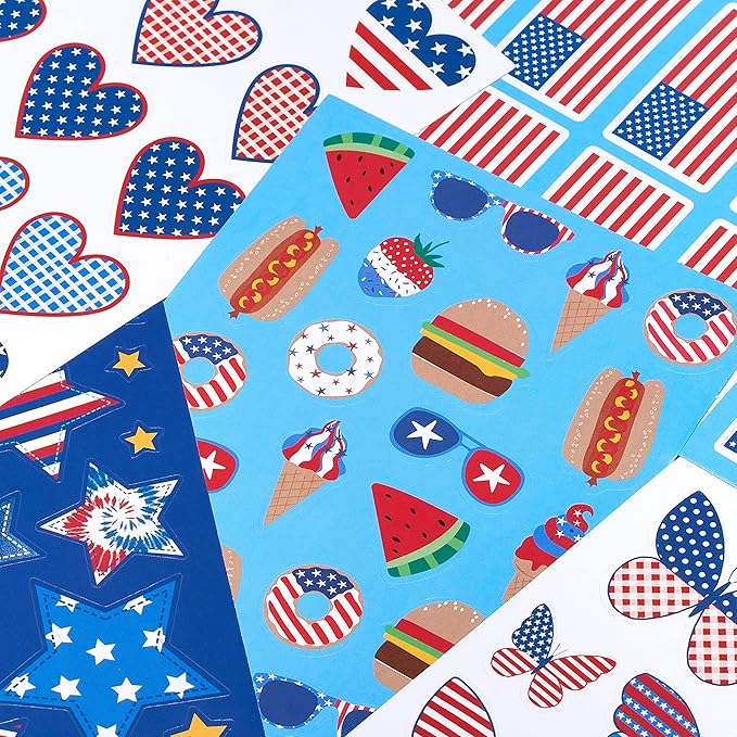 American Greetings Patriotic Stickers, American Flag and Summer Treats (20-Count)