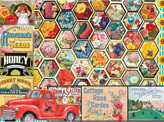 RoseArt - Kodak Premium - Honeycomb Flowers and Seeds - 1000 Piece Jigsaw Puzzle for Adults