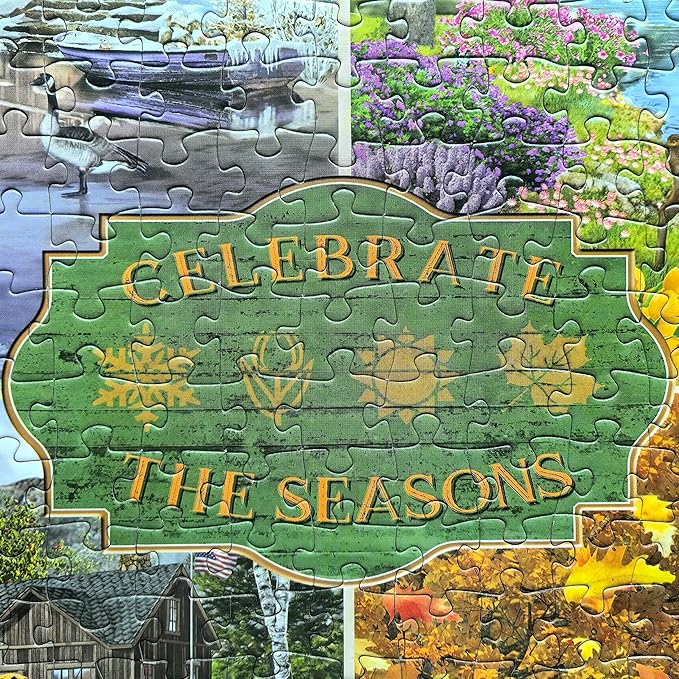 500 Piece Jigsaw Puzzles for Adults - Four Seasons | One Puzzle, Divided into Four Sections - Licensed by Chris Bigelow