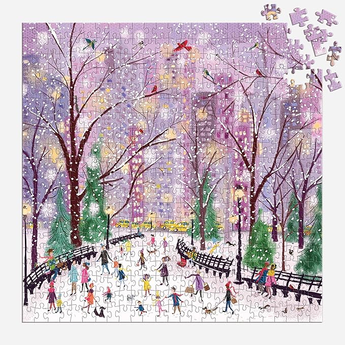 Galison Snowy Night 500 Piece Puzzle from Galison - 20" x 20" Winter Themed Puzzle That is Perfect for The Holidays, Beautiful Artwork, Thick and Sturdy Pieces, Makes a Wonderful Gift!
